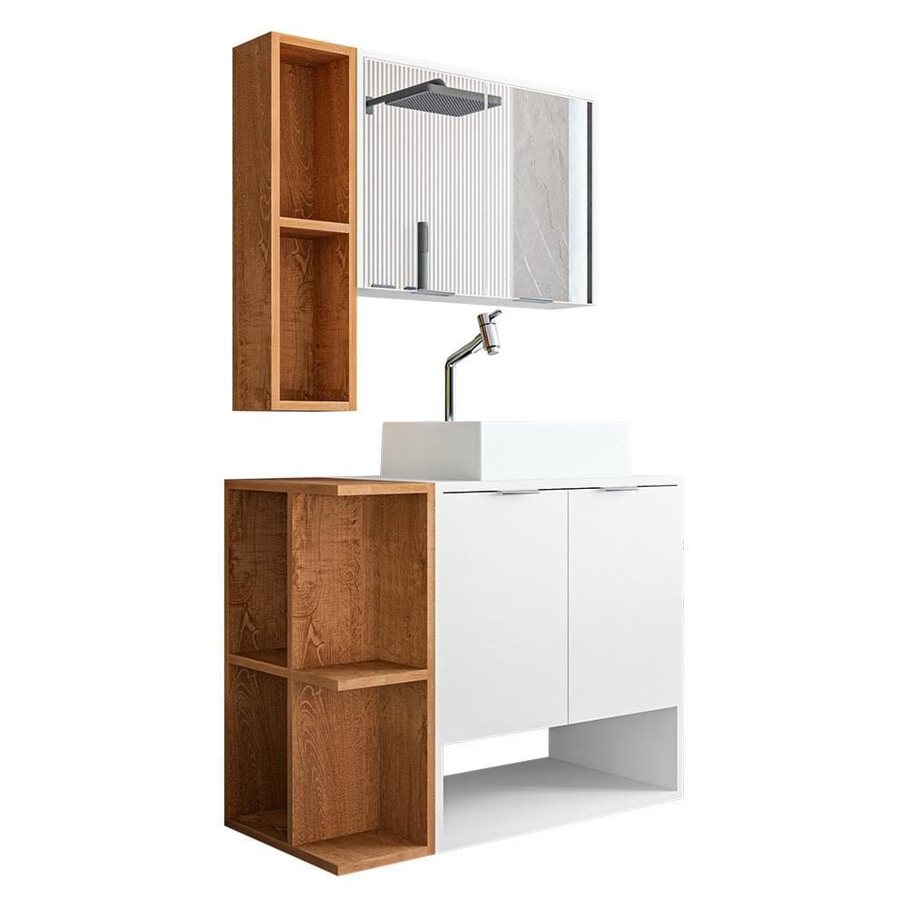 Gabinete Banheiro Star com Cuba Dalla e Valvula Click Inox