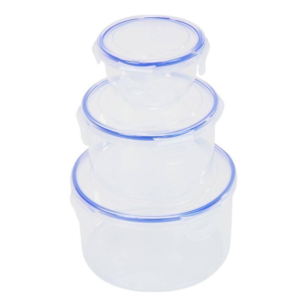 Conjunto Prático De 3 Potes Redondos Com Tampa Hermética Para Alimentos Frescos E Organizáveis