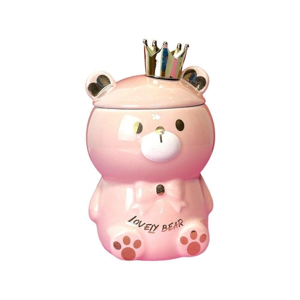 Caneca Ursinho Rosa 3d Com Tampa E Colher – Diversão E Conforto Para O Seu Café Da Manhã