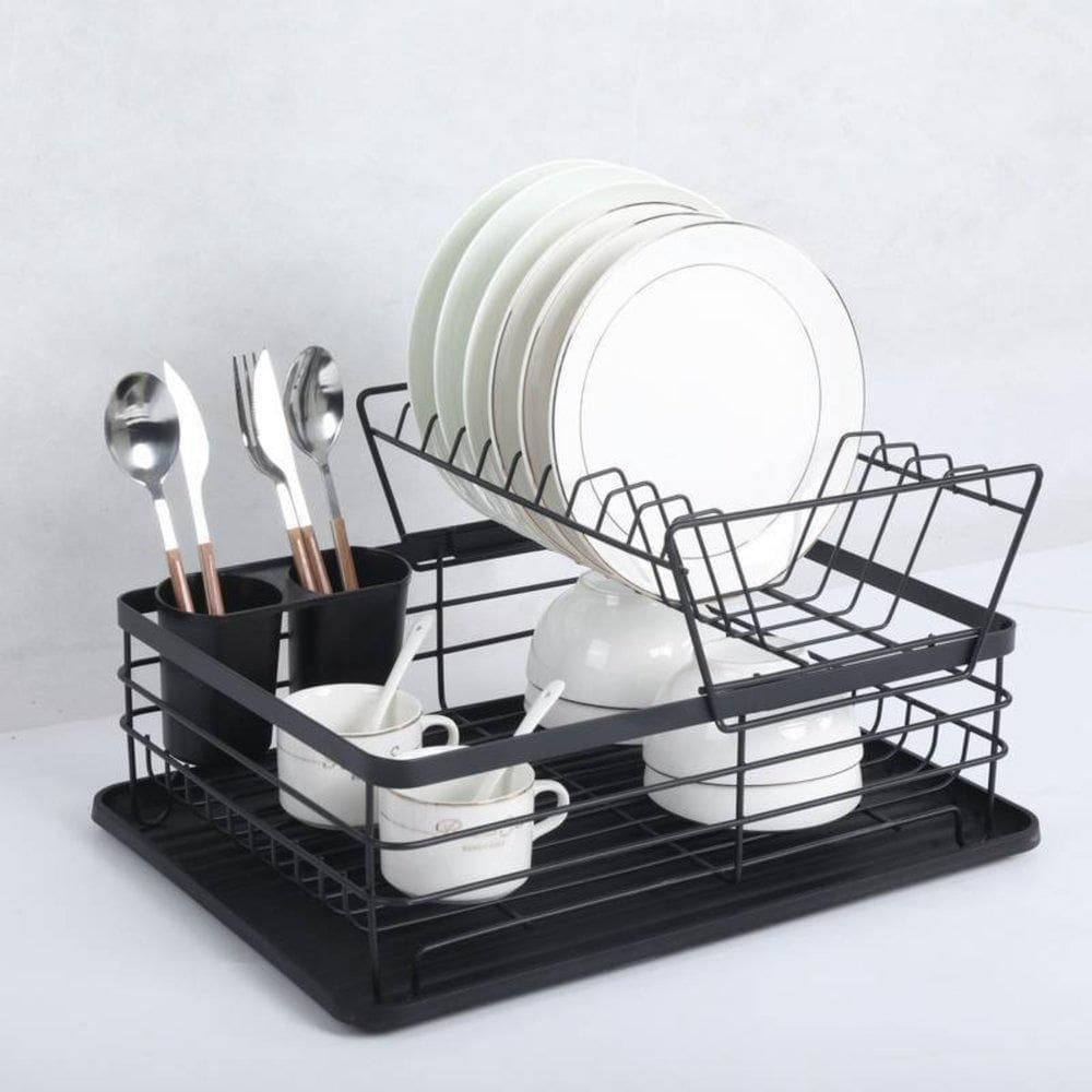 Escorredor De Louças 2 Andares - Preto Fosco
