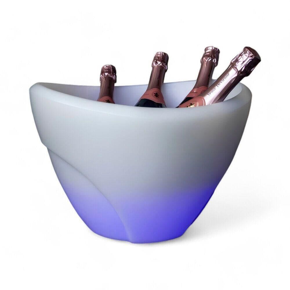 Balde De Gelo Iluminado - Champanheira Branca Para 4 Garrafas, 13l De Estilo Refinado
