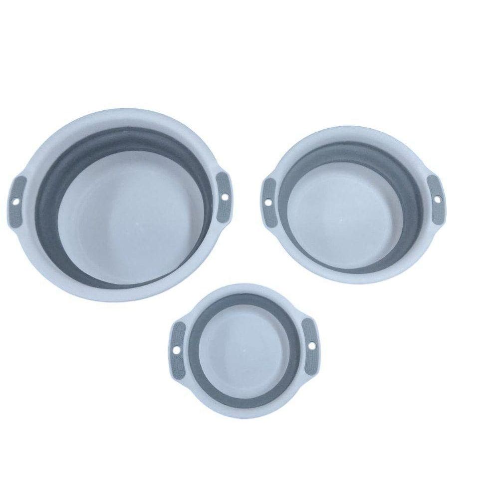 Kit 3 Bacia Retrátil Dobrável Multiuso - Branca