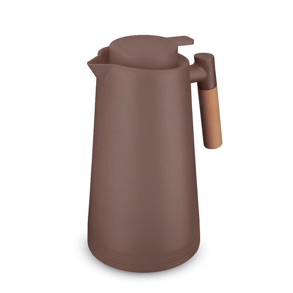 Bule Térmico Chic 1l Em Vidro Com Alça De Madeira - Design Sofisticado E Prático