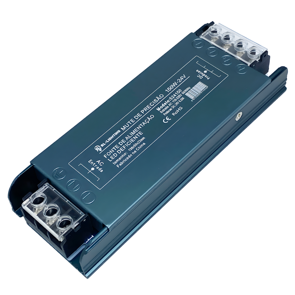 Driver Slim Fonte P/ Luminária Fita Led 6A 24V 150W Bivolt