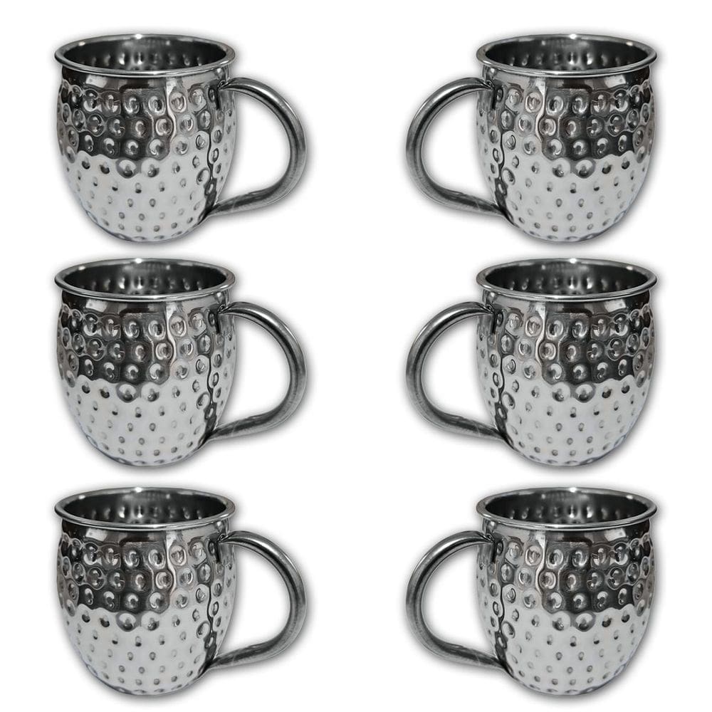 Kit 6 Canecas Moscow Mule Martelada Drink Premium 580Ml Inox