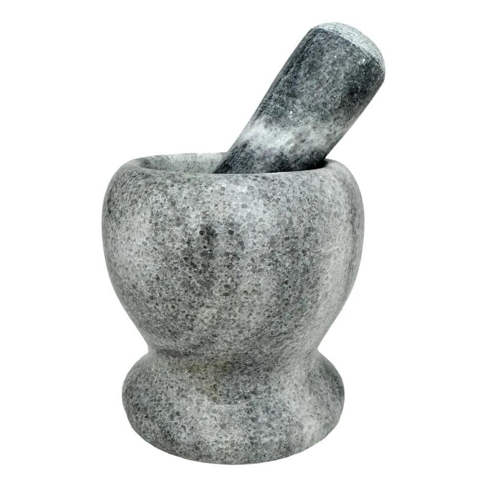 2X Pilão Com Socador Em Mármore Triturador De Temperos Alho