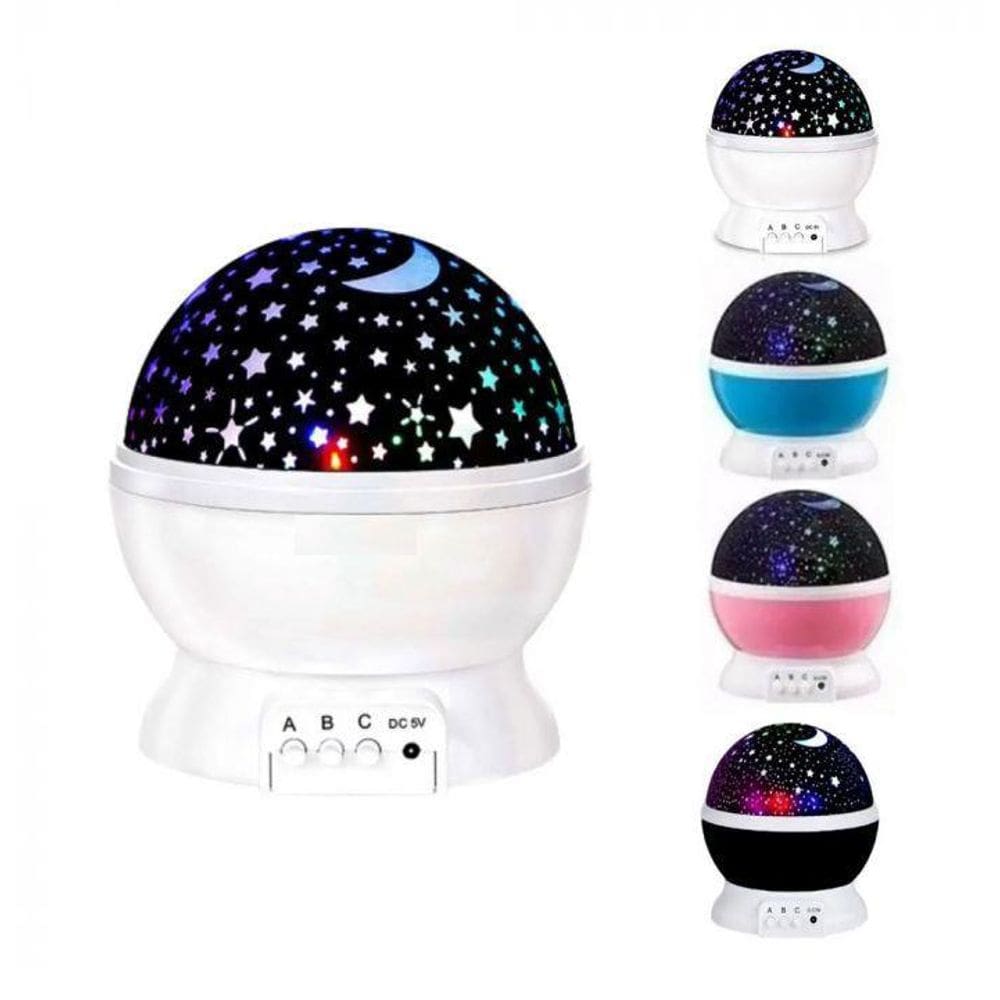 Luminária Infantil De Quarto Mesa Galáxia Lua Giratório