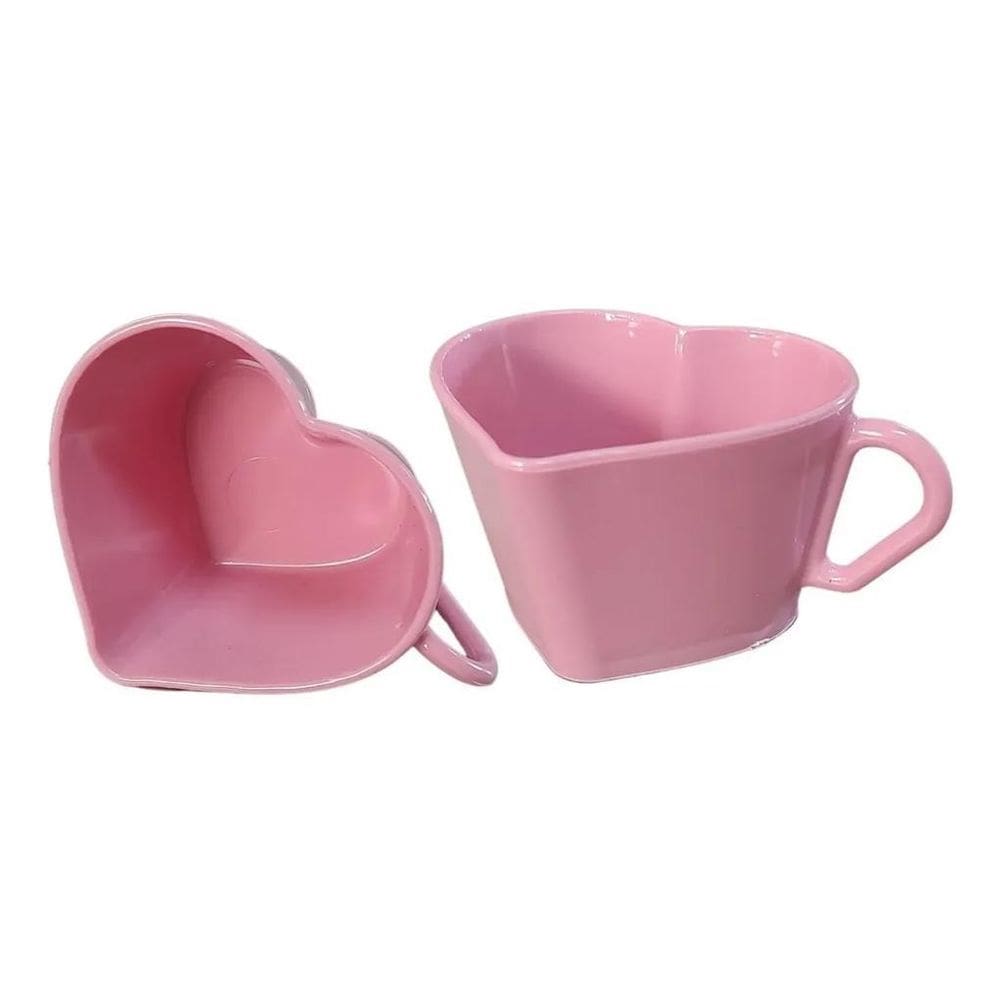 2X Jogo 10 Xícara Coração Para Café Cor Rosa 100 Ml