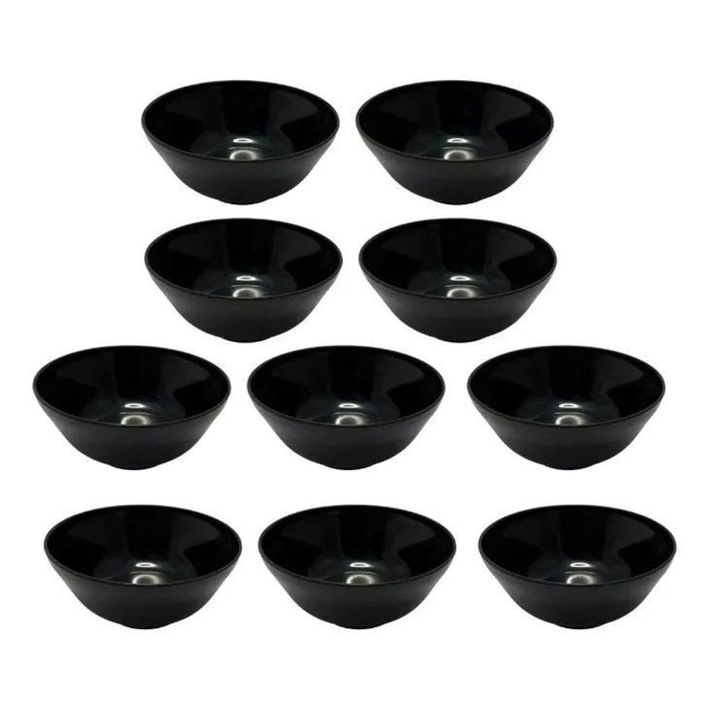 10X Kit 10 Tigelas Cumbucas Oriental 350Ml Misoshiro Preto