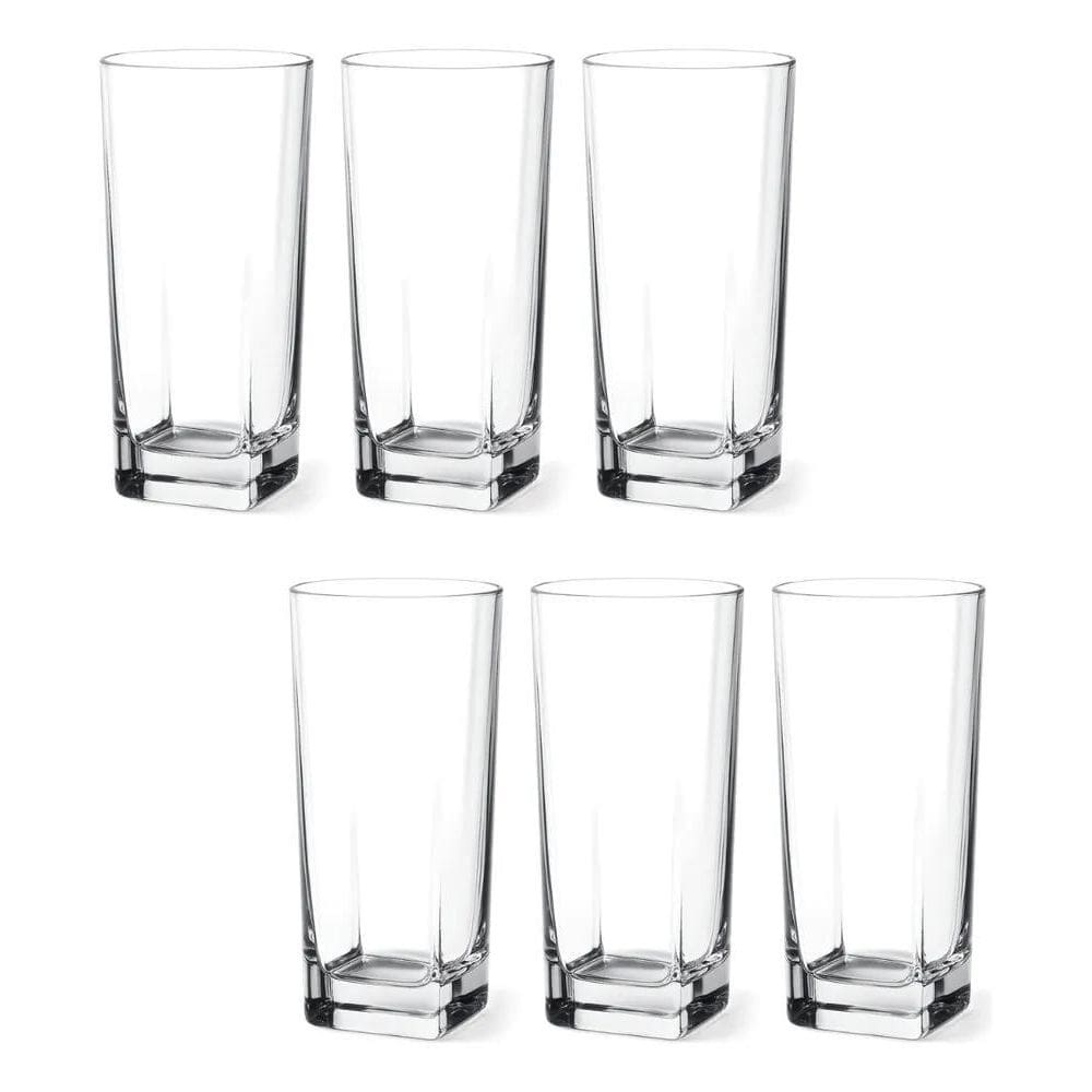 3X Jogo De 6 Copos Altos De Vidro 250Ml Quadrado Envio Rápid