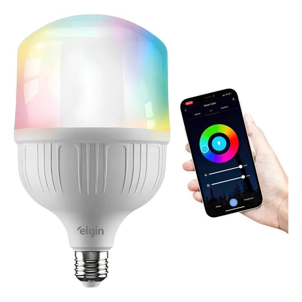 3X Lâmpada Inteligente Led 20W Rgb Color Wi-Fi -100V/240V