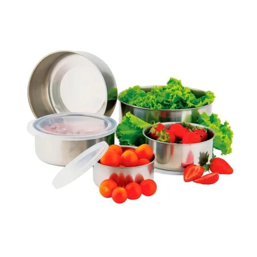 Conjunto 5 Potes Herméticos Bavaria Com Tampa - Inox