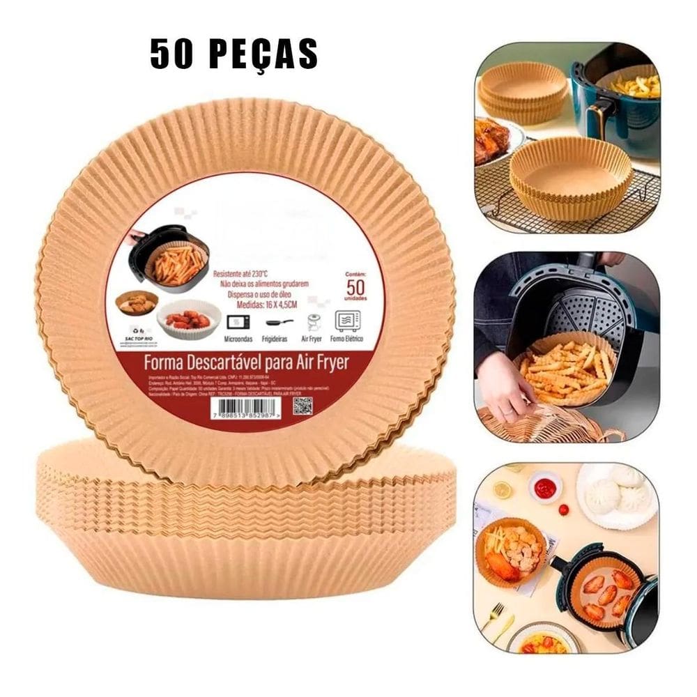Forma Para Air Fryer Papel Antiaderente Proteção Descartável