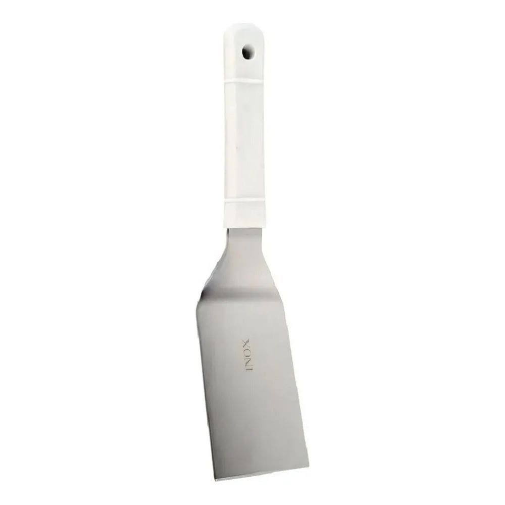 2X Espátula Curva Cabo Branco 26Cm De Aço Inox Chapeiro Pizz