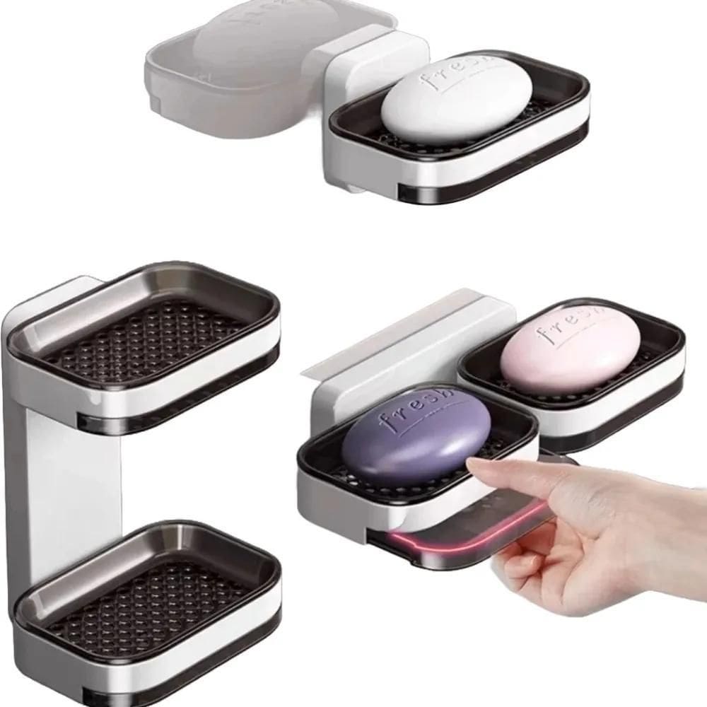 2X Saboneteira De Parede Porta Sabonete Duplo Adesivo Banhei