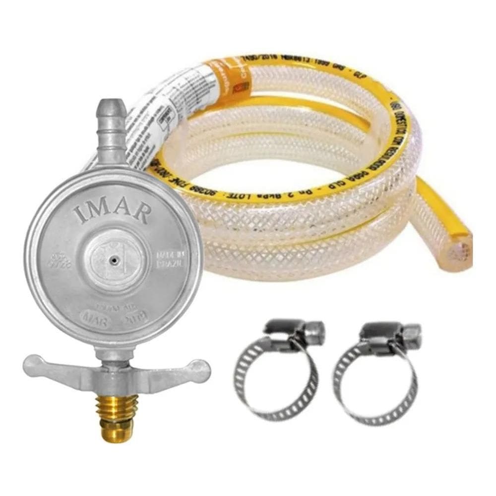 2X Registro Regulador De Gás Kit Com Mangueira E Abraçadeira