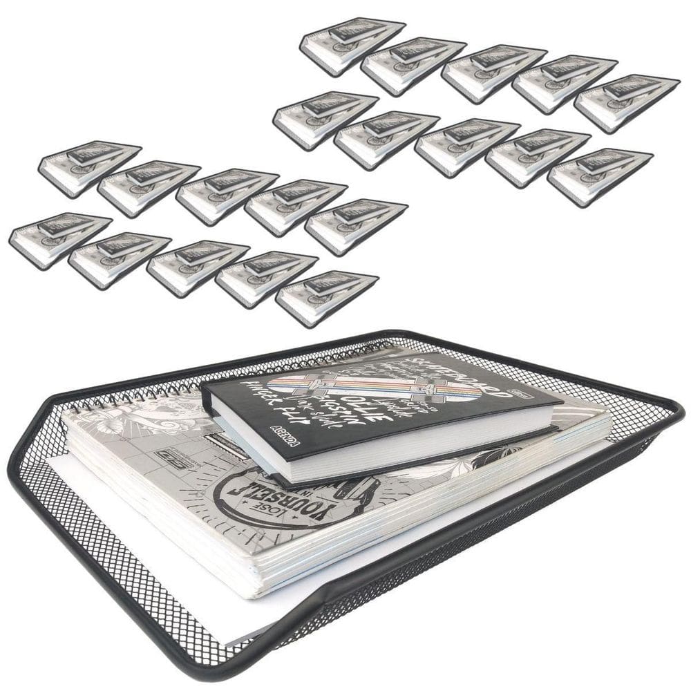 Bandeja Organizadora Multiuso Mesa Escritório Preta Kit 20Un