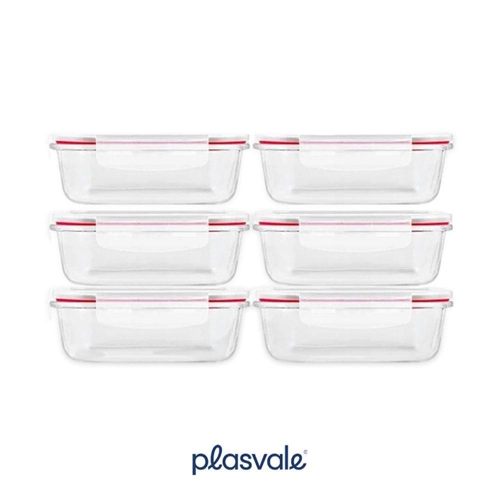 Kit 06 Potes Vidro 370Ml Hermético Marmita Forno Micro-Ondas