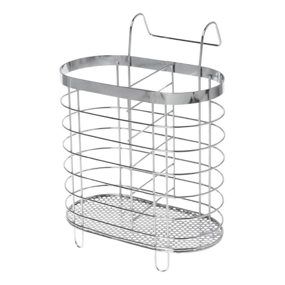 2X Porta Talher Escorredor Aramado Metal Cromado 2 Divisória