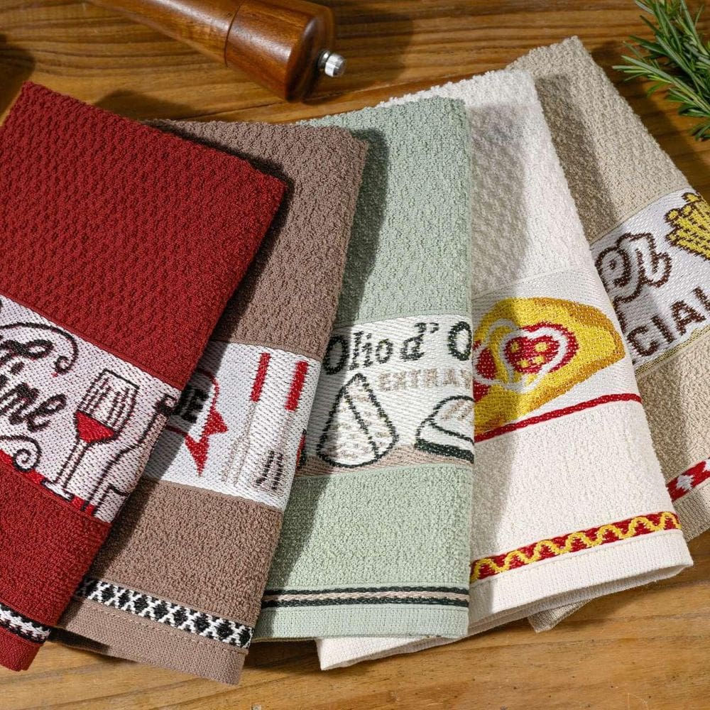 Kit 10 Panos De Copa Jacquard Cavhome 50X70Cm Bistrô Barrado