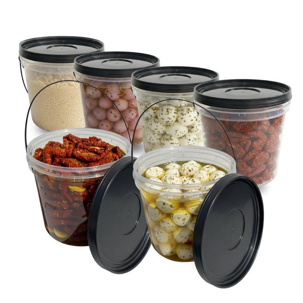 Balde 3,2L Tampa Preta Para Lentilhas - 6 Pçs