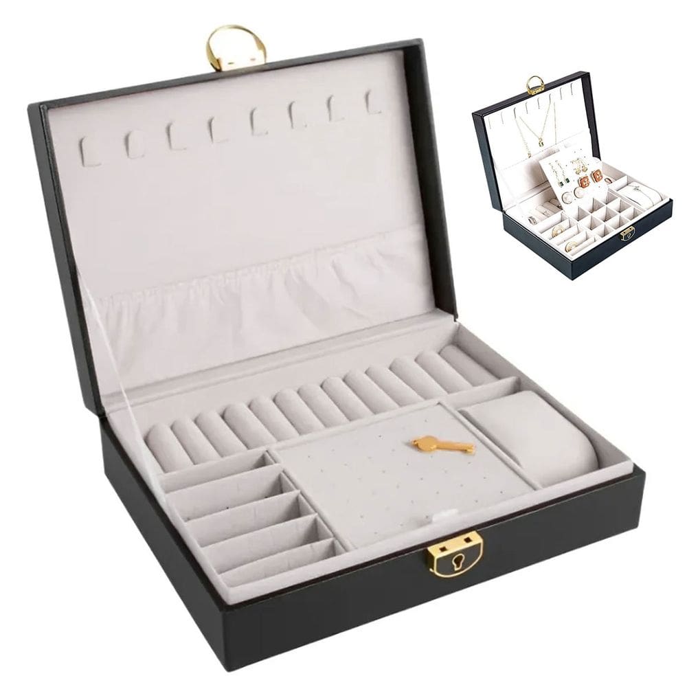 Porta Joias Cordao Anel Brinco Pulseira Relogio Acessorio Caixa Estojo Mesa Penteadeira Bancada Gaveta Organizaçao