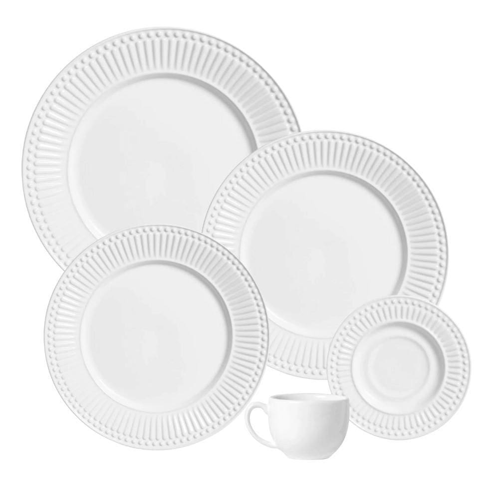 Aparelho De Jantar Jogo 20 Peças Roma Branco Porto Brasil