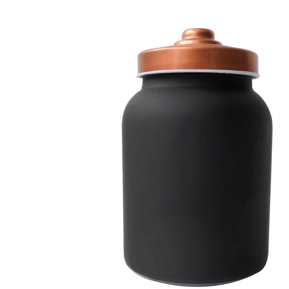 Pote Vidro Preto Fosco 1050Ml Com Tampa Hermética