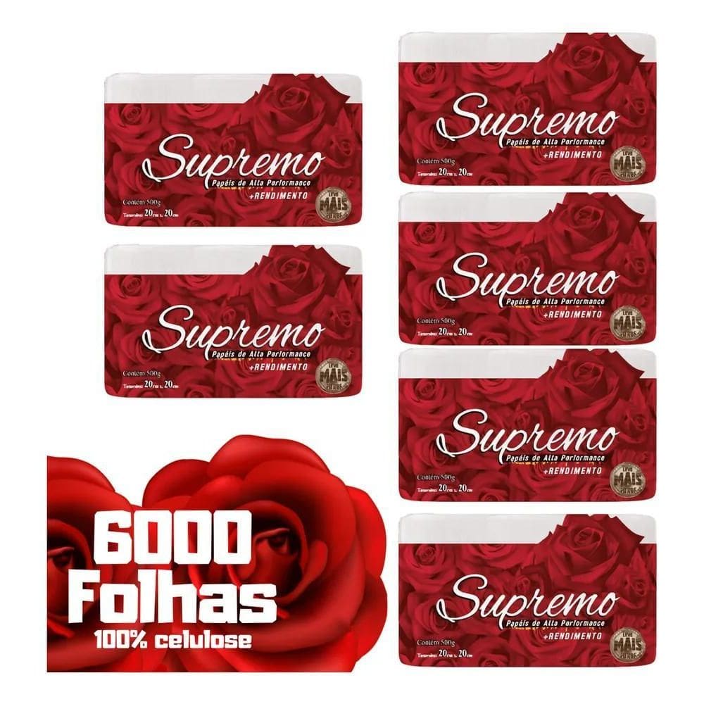 10X Papel Toalha Supremo 6000 Fls Interfolha 100% Virgem