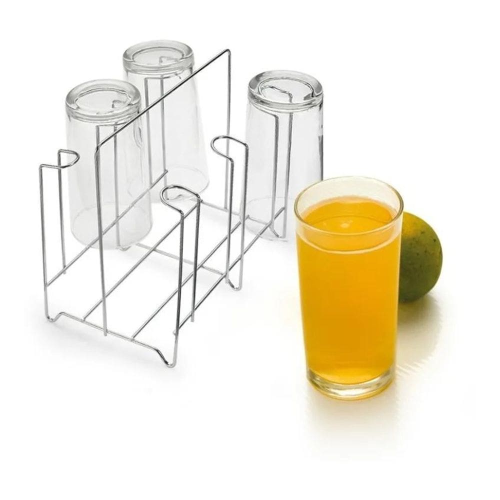 3X Porta Copos Suporte Organizador Cromado Escorredor