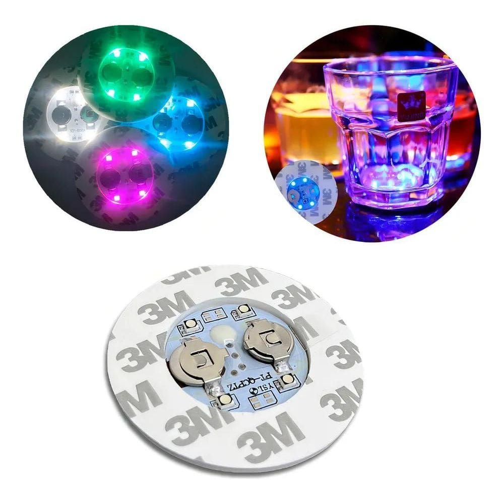 10X Kit 5 Apoio Porta Copo Garrafa Bolacha Com Led Pisca Ad