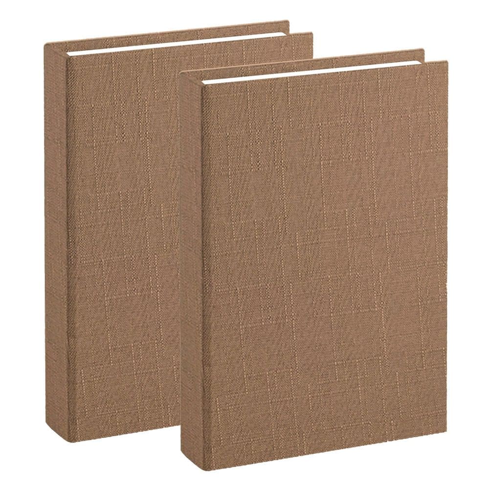 Kit 2 Livro Caixa Decoração Com Revestimento Marrom Claro