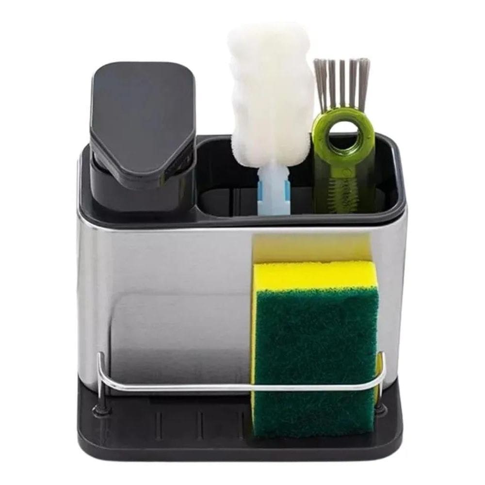 2X Porta Detergente Dispenser Sabão Liquido Esponja Bucha In