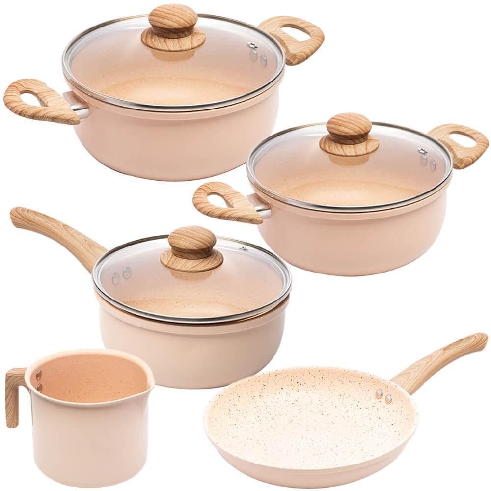 Jogo Panelas Indução Antiaderente Cerâmica Chef 5 Peças Lyor