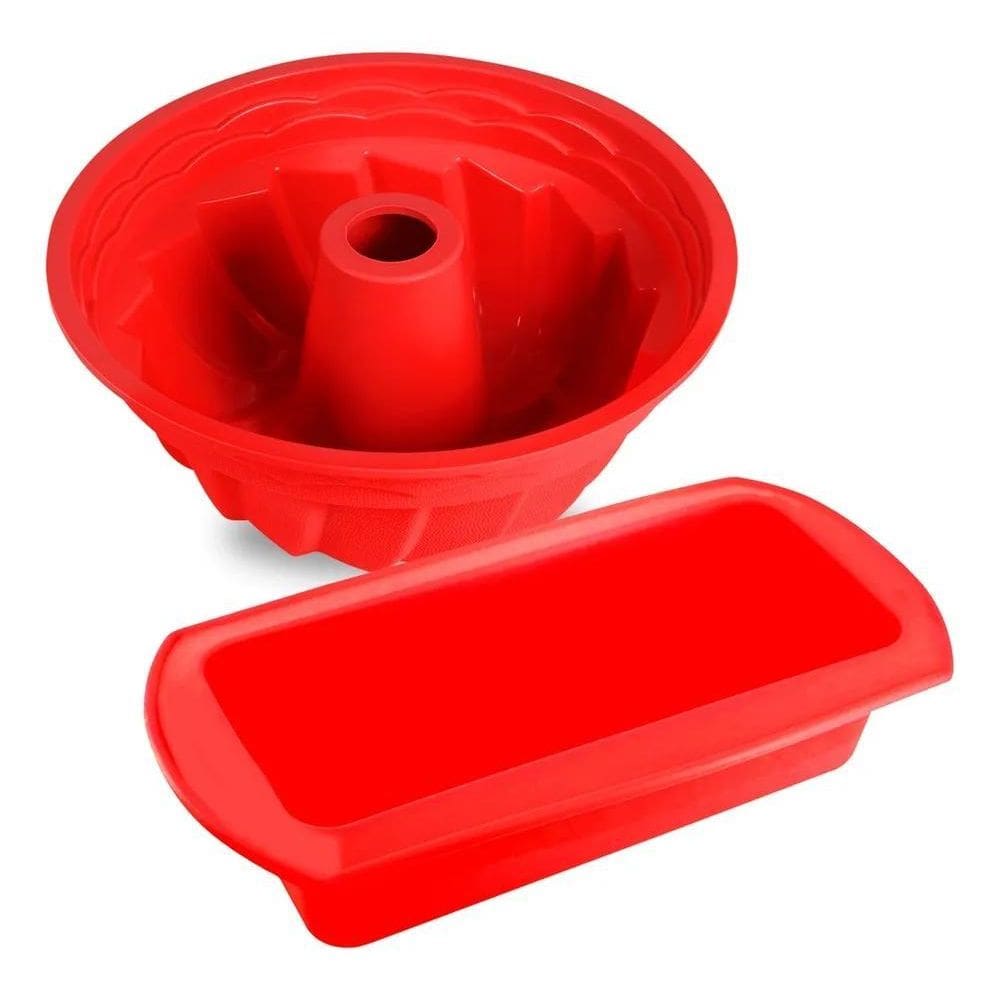 2X Kit 2 Forma De Silicone Retangular Pão Bolo Pudim Air Fry