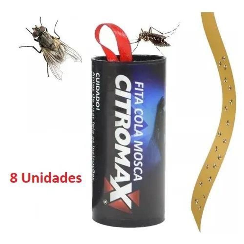 08 Fitas Armadilha Cola Pega Moscas Mosquitos Insetos
