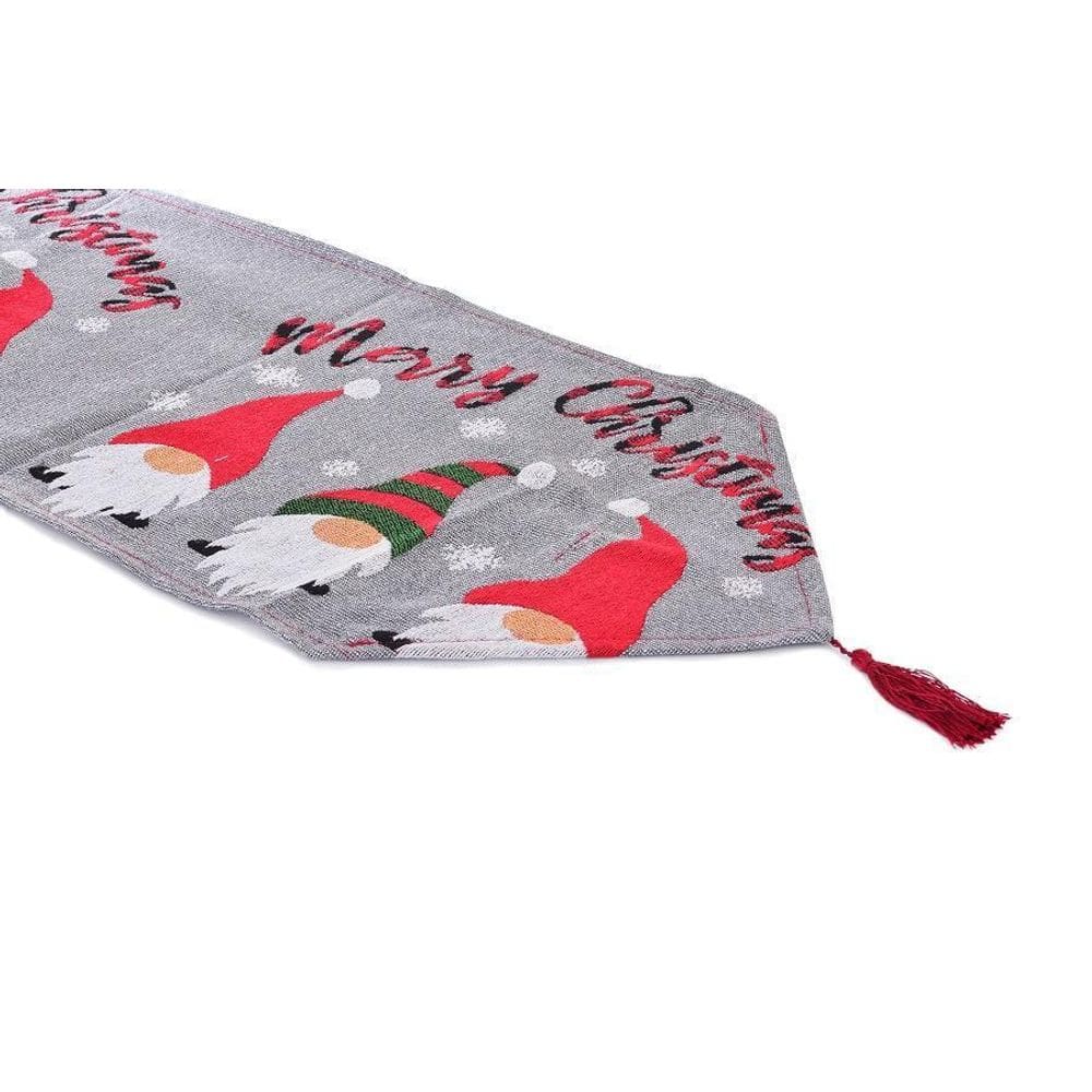Caminho De Mesa Noel Gnomos Hatti 33X180Cm Decoração