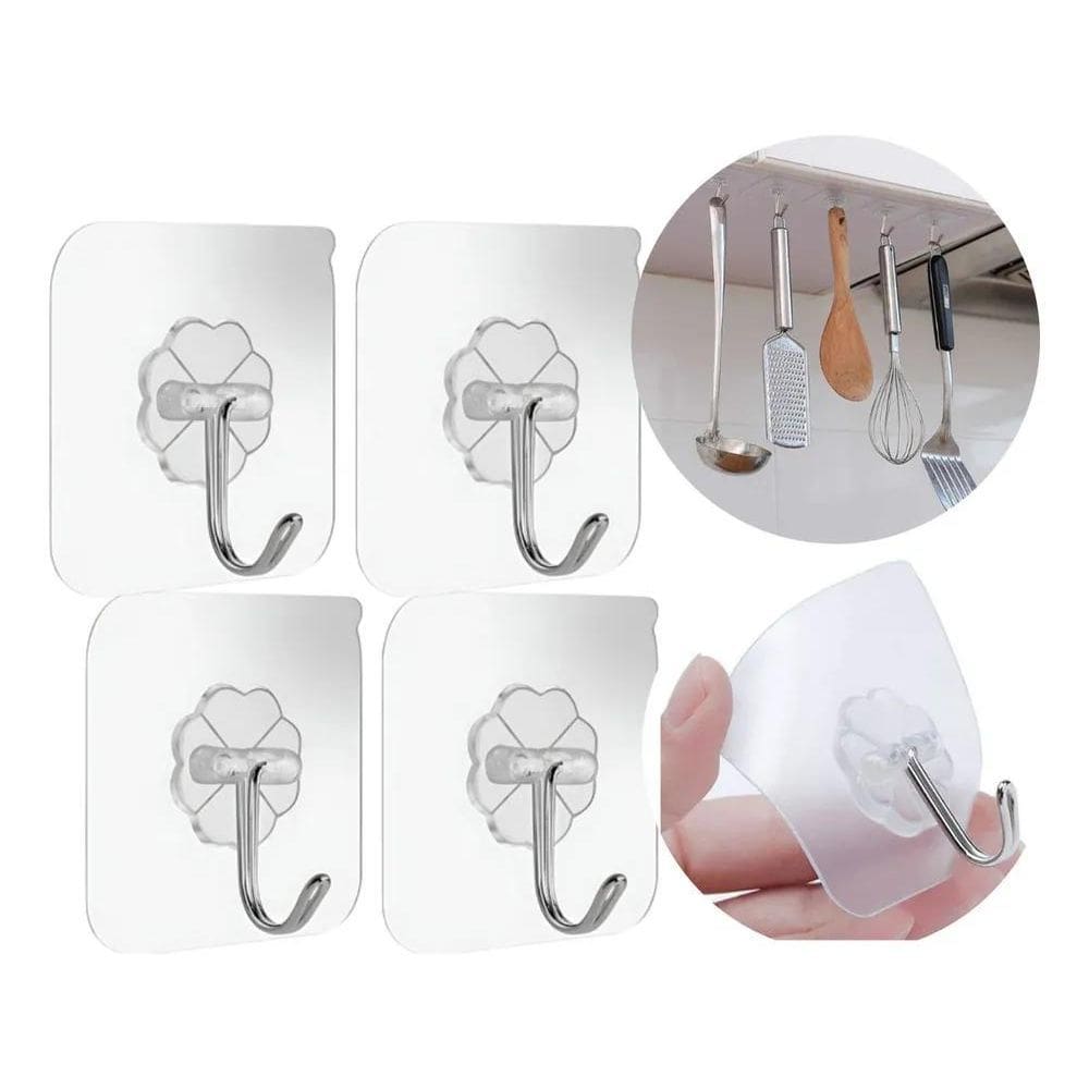 4 Suporte Parede Adesivo Gancho Pendurar Universal Multiusos