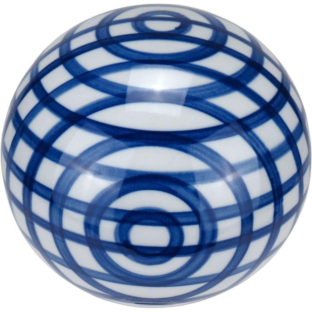 Esfera Azul Bola Decorativa Home&co Xadrez Cerâmica 10x10