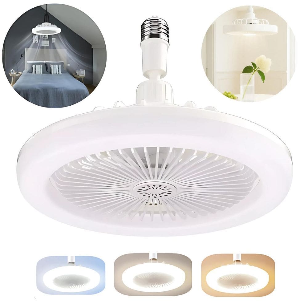 Lâmpada Ventilador De Teto Led Ajustável E27 30W Branco Frio