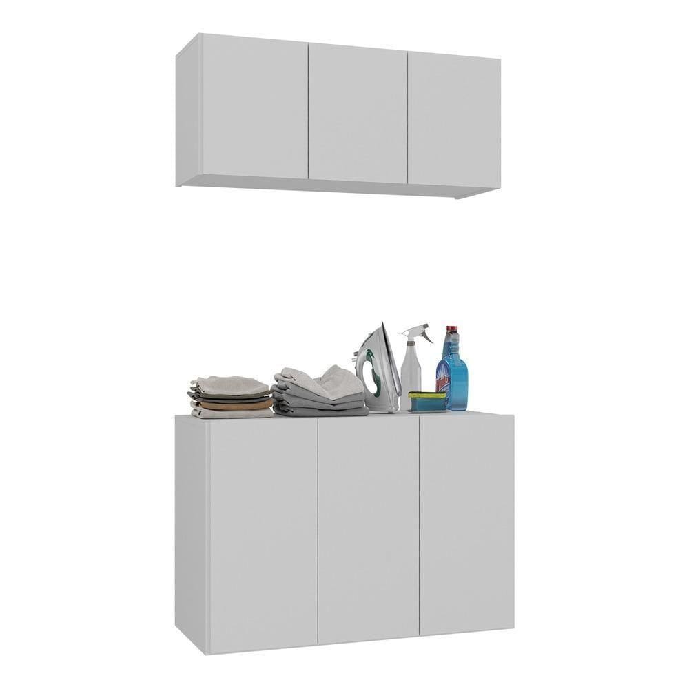 Conjunto Lavanderia Suspenso Armário Aéreo/Balcão Branco