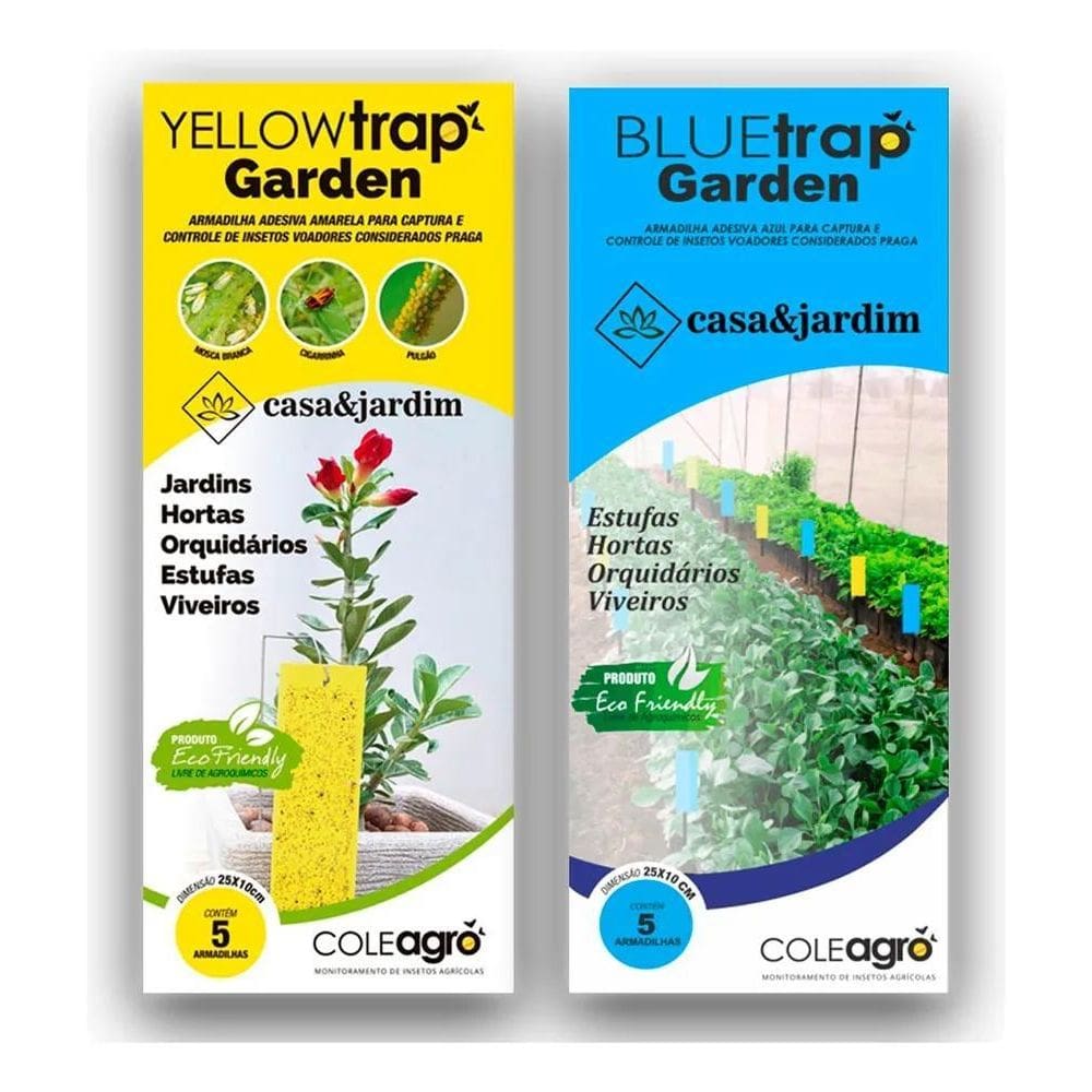 Armadilha Adesiva Amarela Azul Controle Insetos 10 Und