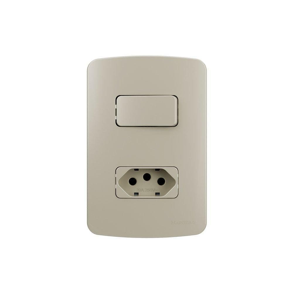 Interruptor Simp+Tomada 2P+T 20A Margirius B3Colors Placa4X2