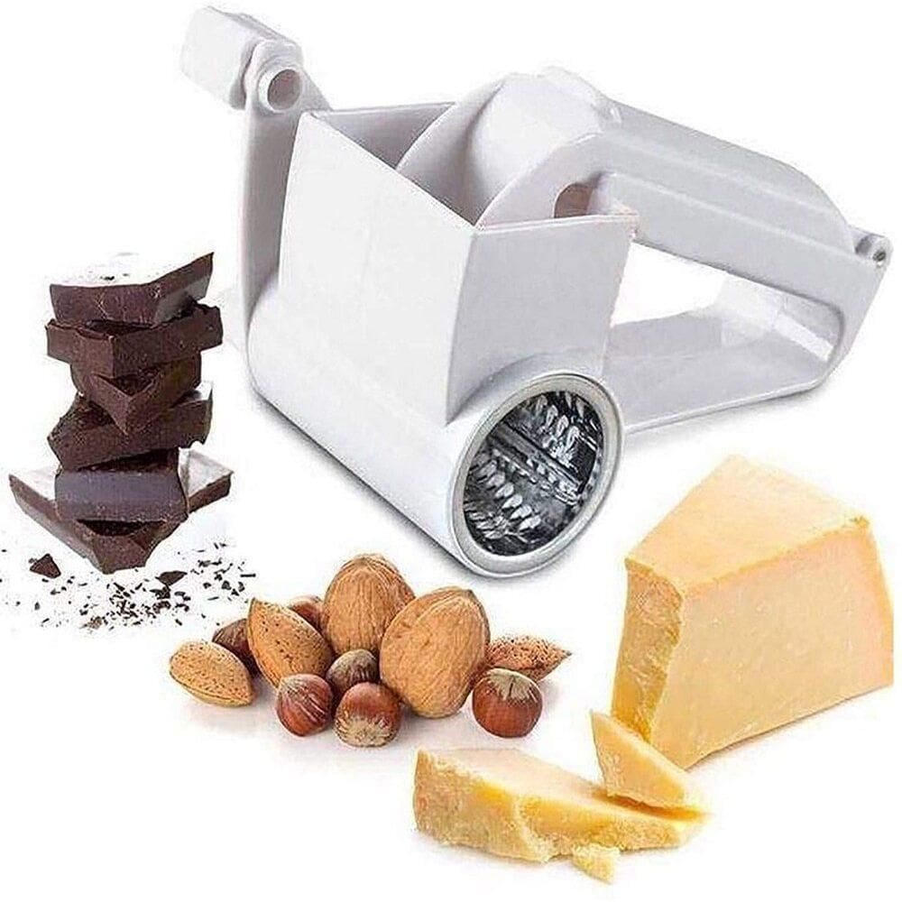 Ralador Fatiador Queijo 3 Laminas Giratorio Manual Manivela Presunto Chocolate Inox 3 Em 1 Multifuncional