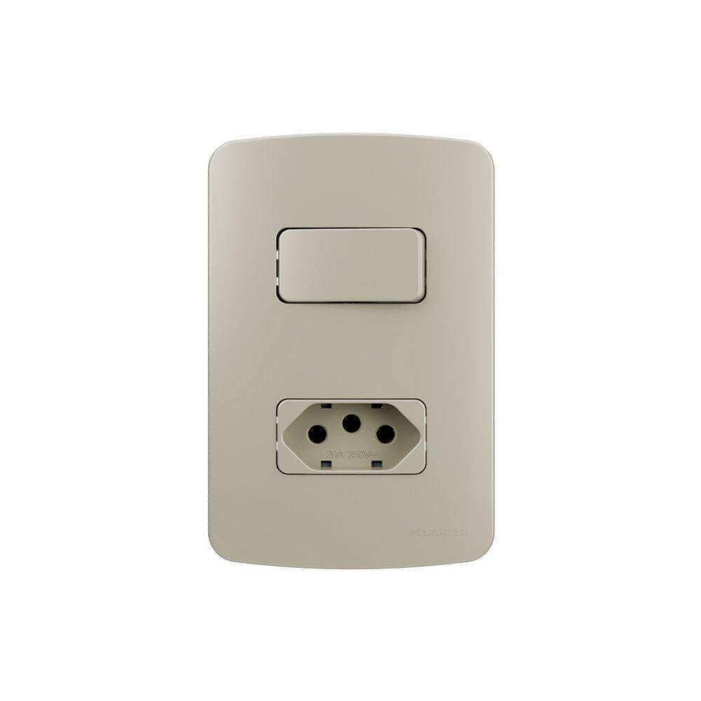 Interruptor Simp+Tomada 2P+T 20A Margirius B3Colors Placa4X2