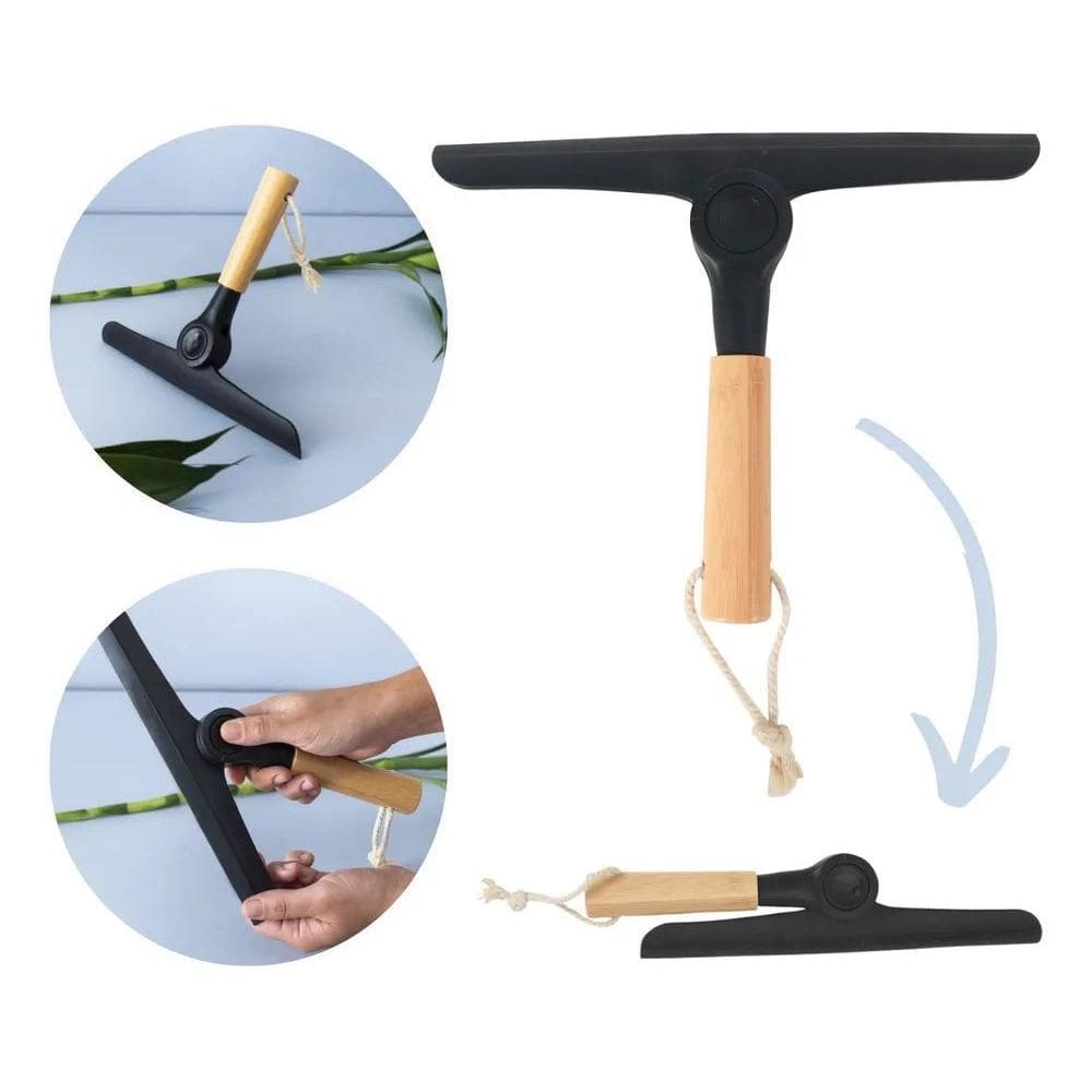 2X Rodinho De Pia Cozinha Dobrável Cabo De Bambu Rodo Multiu