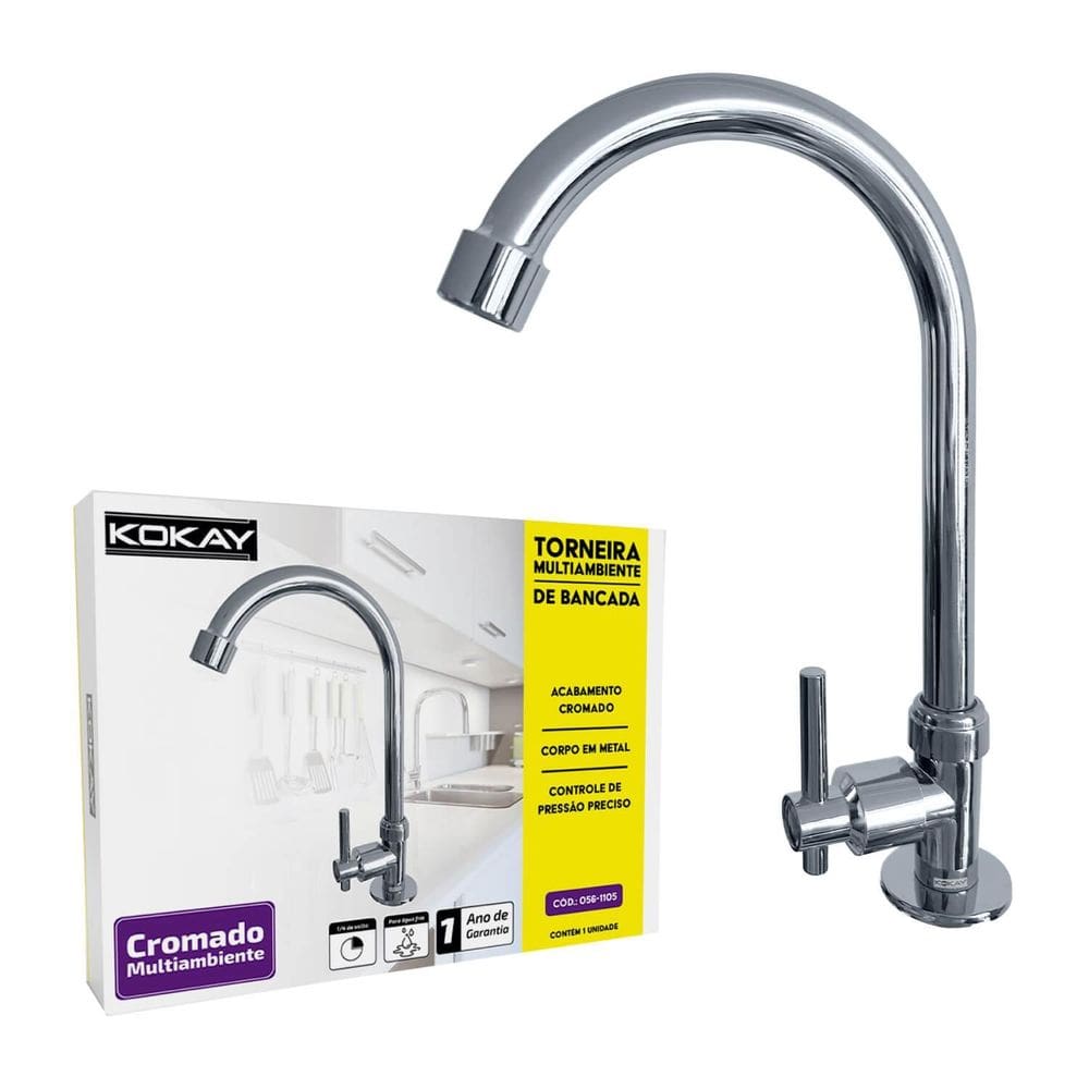 Torneira Luxo Metal Cromado Premium Cozinha Lavabo Banheiro