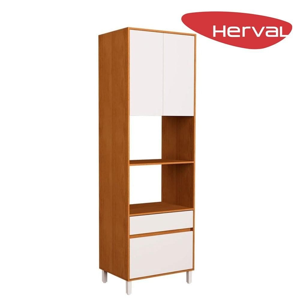 Torre-Quente para Cozinha 2 Portas Herval Roma, Freijó e Branco 70 cm