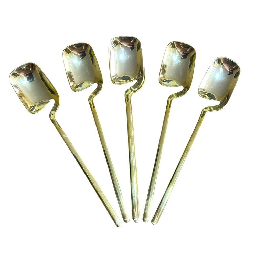 Kit 12 Colheres Sobremesa Suspensa Dourada Plástico 14Cm