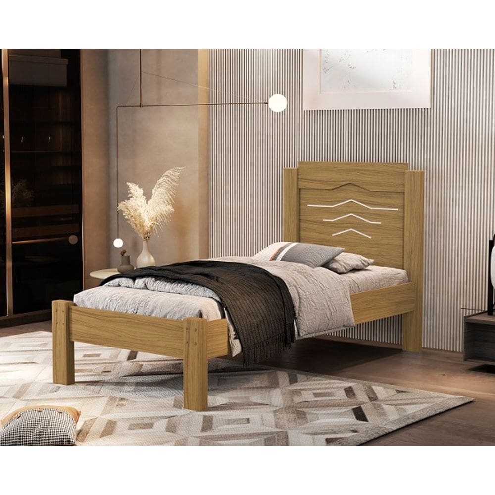 Cama De Solteiro 0.90 Sofia Nature/Off White – VJ Móveis